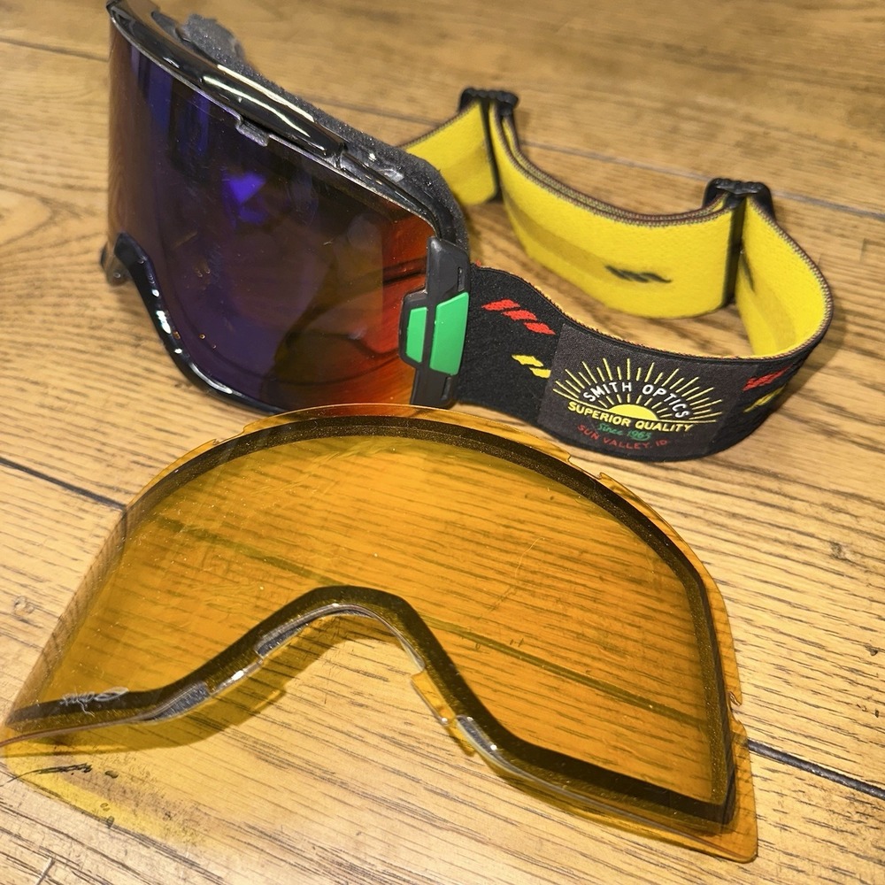 Smith Optics Squad Snow Goggles Black Frame Purple Lens, New Extra Yellow Lens